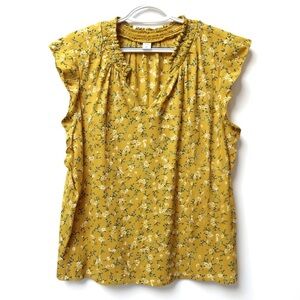 Old Navy Mustard Floral Blouse